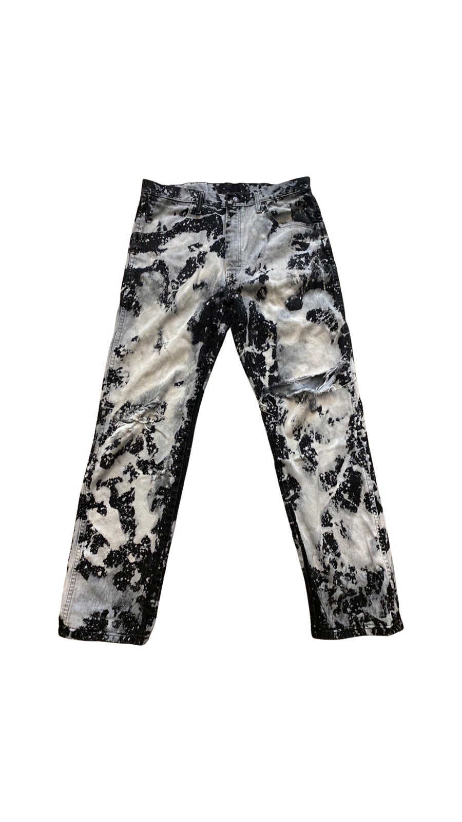Bleach dyed splatter pants