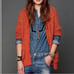 FREE PEOPLE Burnt Orange Cardigan Sweater Fuzzy Open Knit Pumpkin Spice Fall (S)
