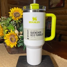 WHITE/ELECTRIC YELLOW 40oz Stanley Tumbler