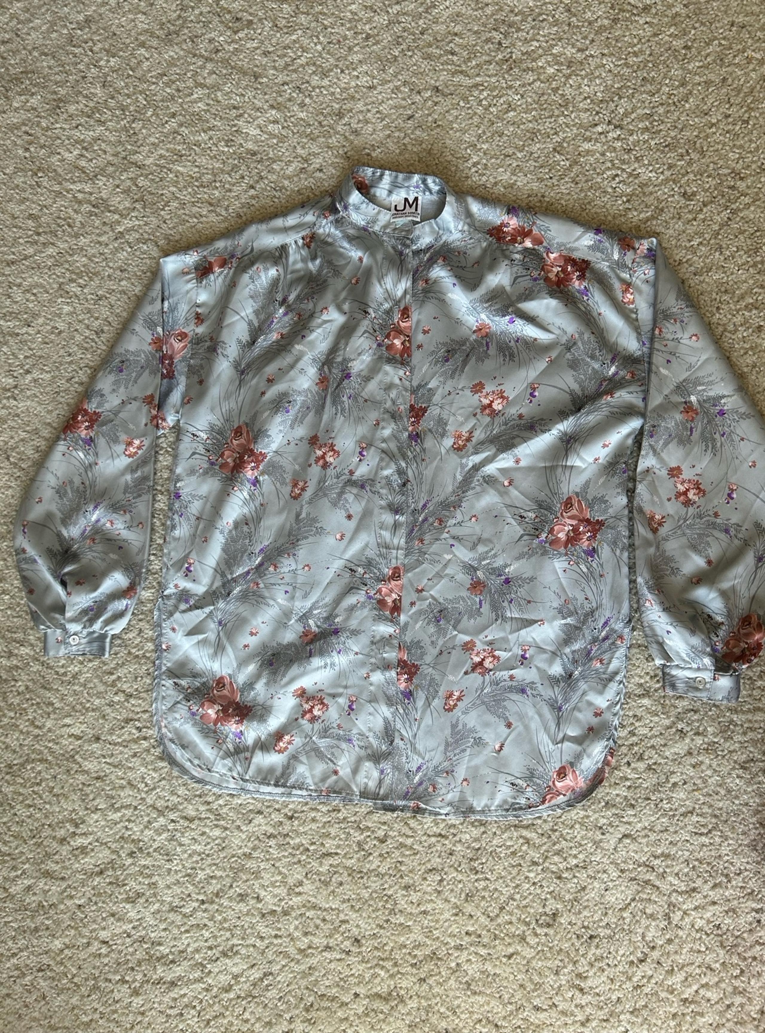 Johnathan Martin Vintage Silk Floral Button Down Blouse Women’s Medium