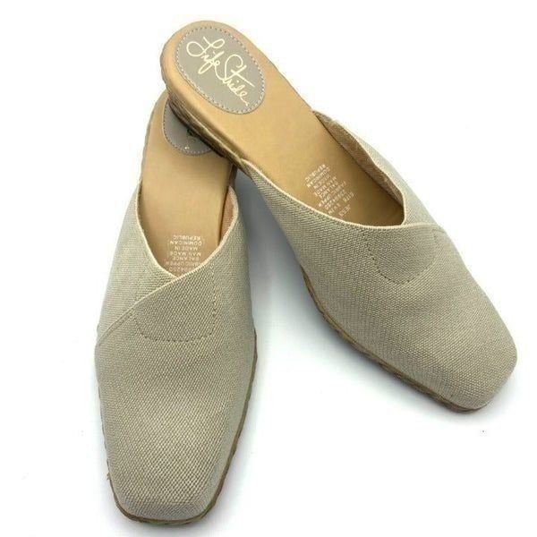 Lifestride Jess Natural Bellamy Slide On Wedge Shoes Size 9.5 Khaki