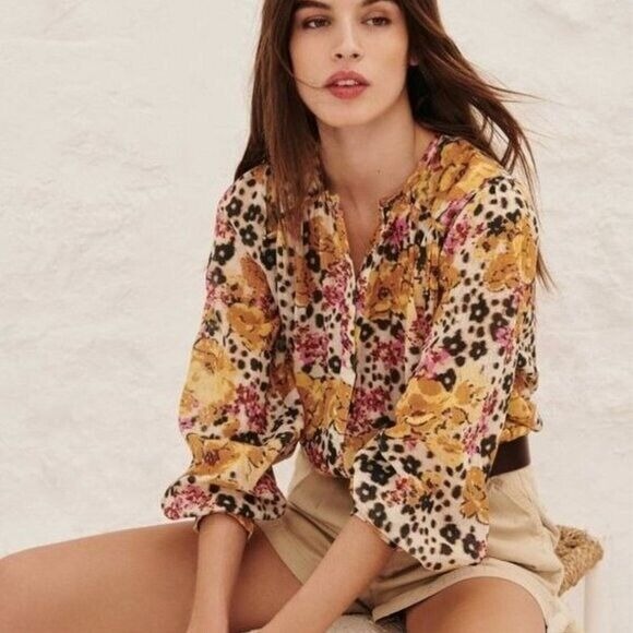 NWT BA&SH 195 DODDY FLORAL PRINT BUTTON SHIRT SZ 1 SMALL