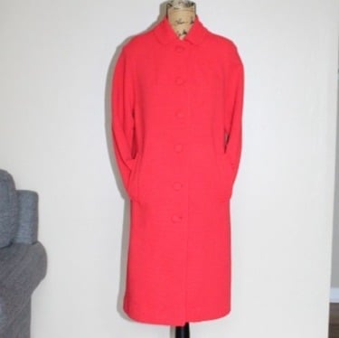 Vtg 60s The Puget Sounder Item House Poppy Orange All Weather Coat Women's S