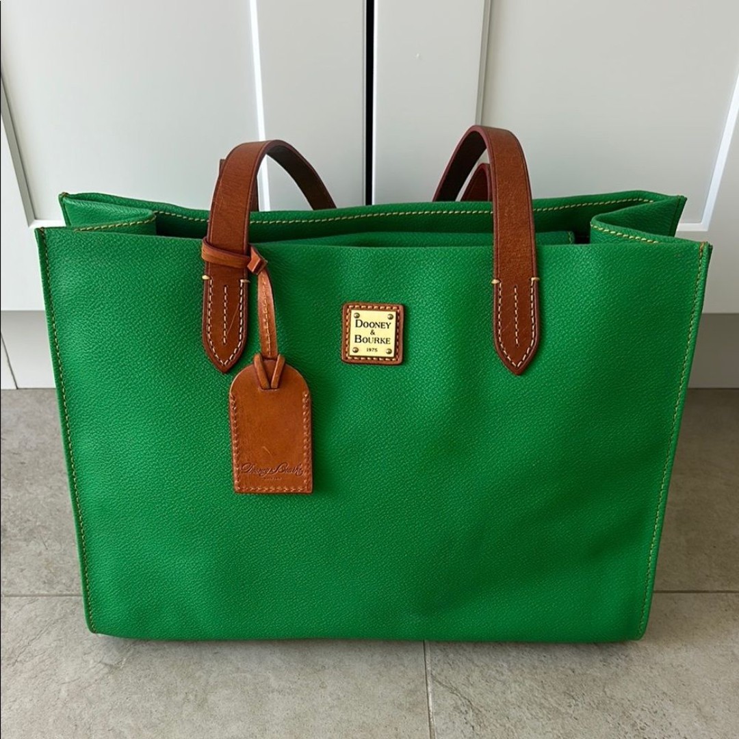 Dooney & Bourke Large Green Pebble Leather Tote Purse