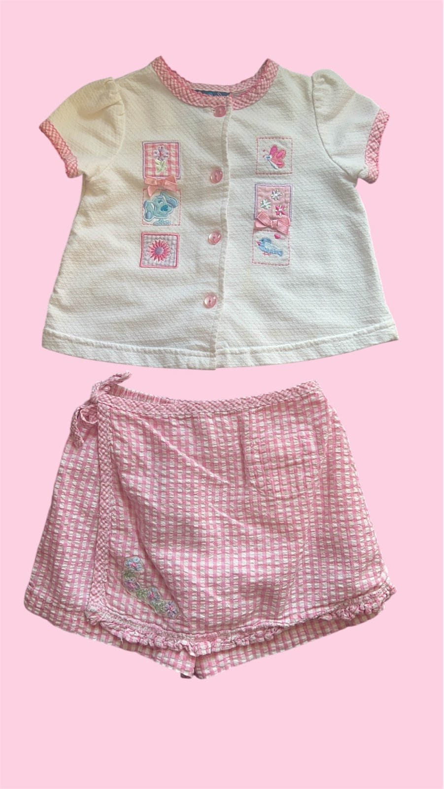 Vintage Blues Clues Girls Pink Outfit Set