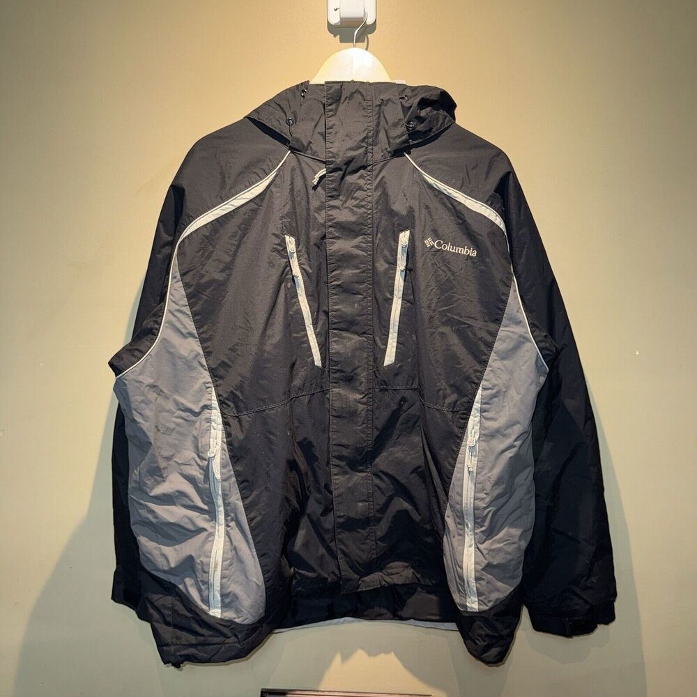 Columbia Black Grey Hooded Full Zip Coat Jacket Men's Size X-Large