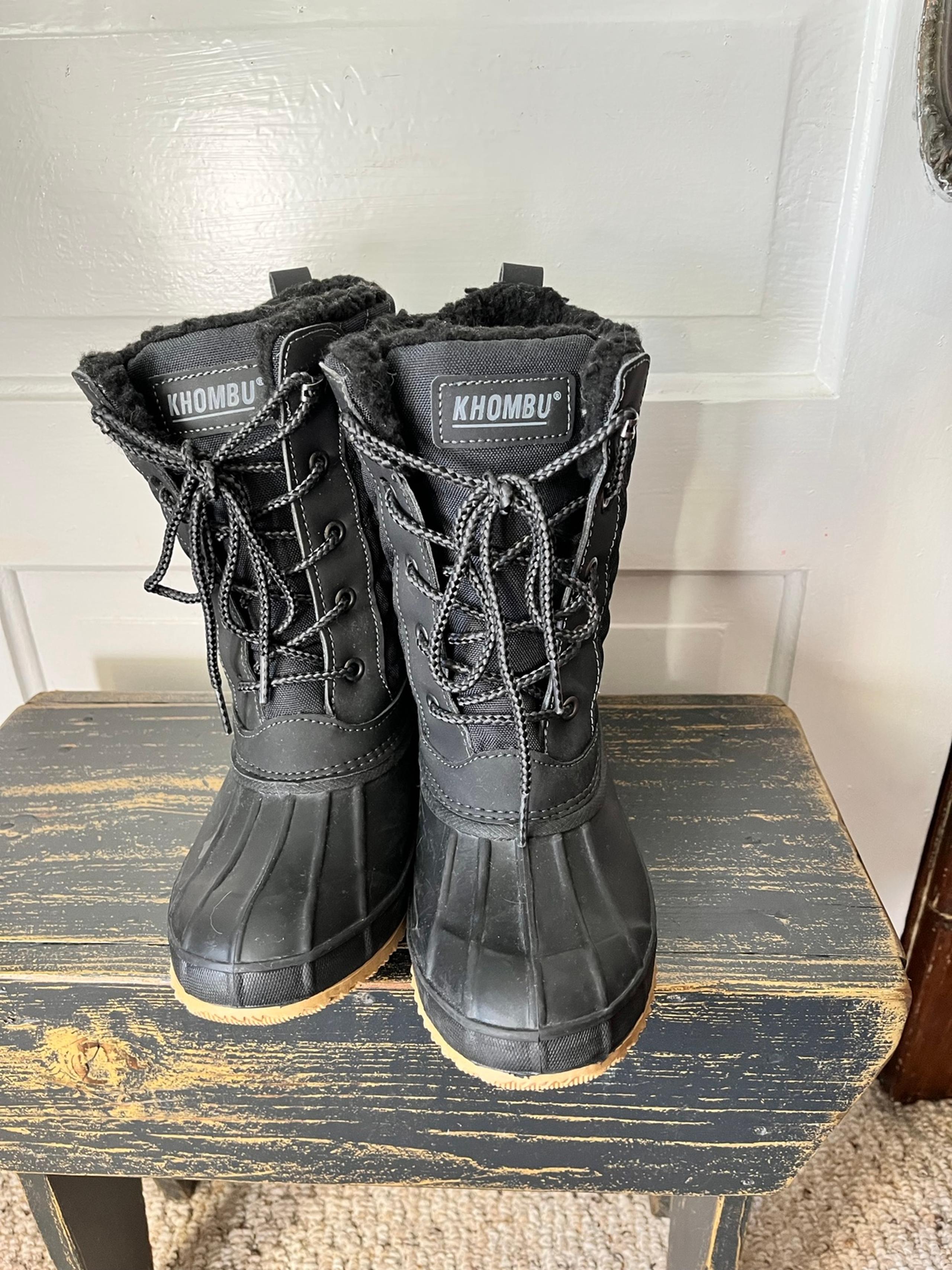 Womens Khombu Wendy Lined Duck Boots Black Leather Outsole Size 6