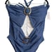Eloquii Plus Size Hammered Ring Detail Denim One Piece Swimsuit NWT