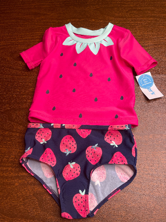 NWT 24m rash guard strawberry swimsuit bathing swim suit carters girls vacation