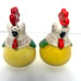 Vintage Italian Raymor Bitossi Ceramic Rooster Chicken Salt Pepper Shake & Bowl