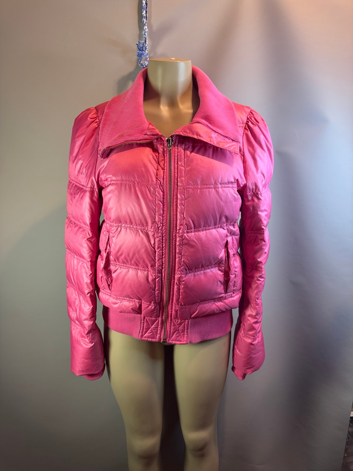Juicy Couture Puffer Bomber Down Jacket Passion Pink Barbiecore Bubblegum Larg