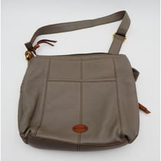 FOSSIL Morgan Traveler Olive Grey Pebbled Leather Messenger Crossbody Shoulder