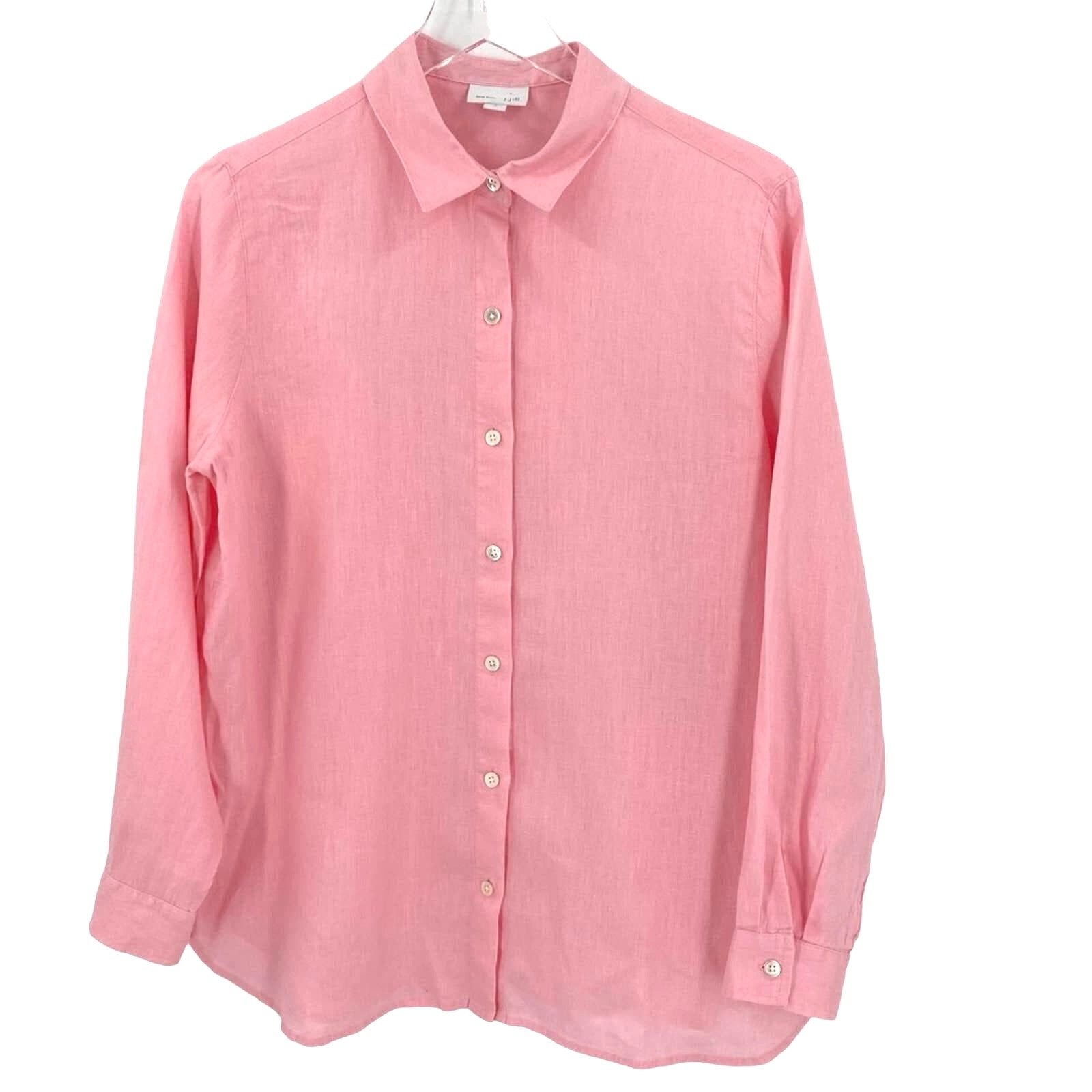 Women’s J Jill pink linen buttons down shirt size small