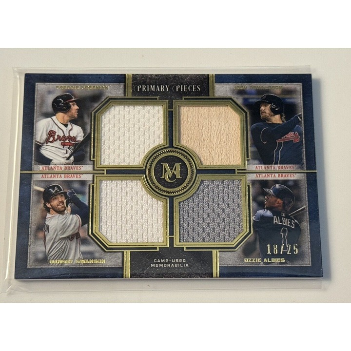 18/25* 2019 MLB Museum Collection Freeman Albies Swanson JD GAME USED BAT JERSEY