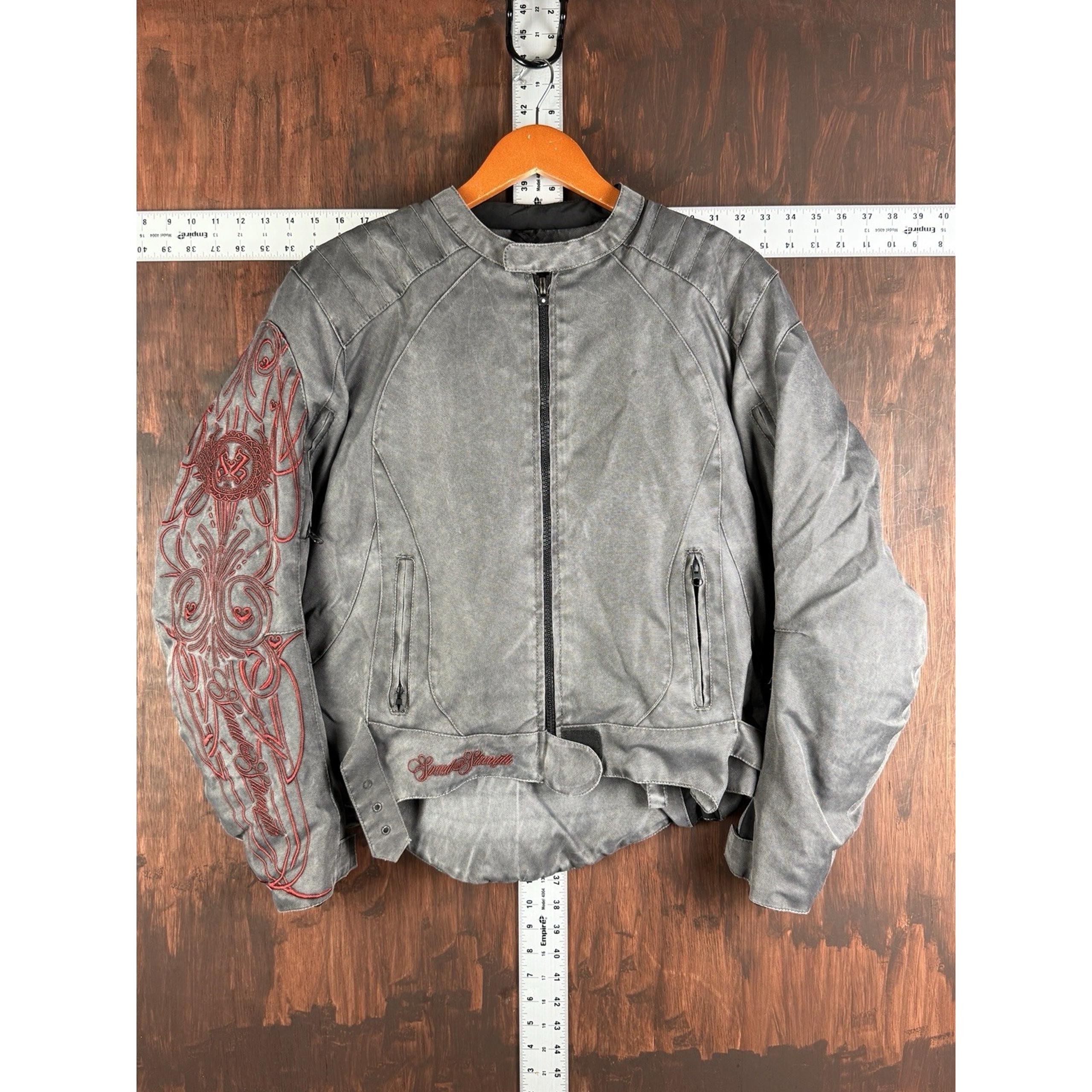 Speed & Strength Embroidered Armor Padded Motorcycle Jacket Gray Grey Women's XL