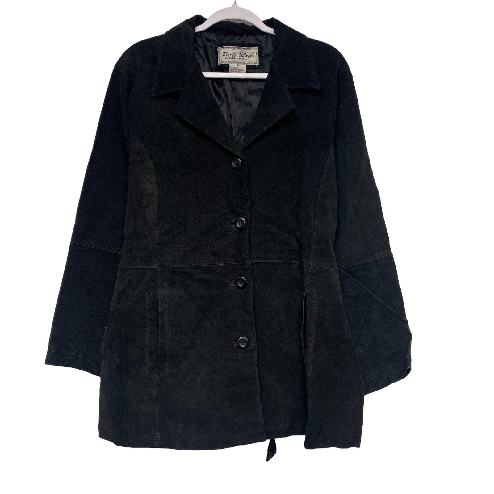Vintage Paris Blues Womens Size 2X Black Leather Button Up Jacket