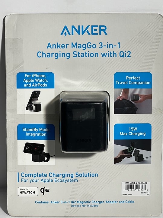 Anker MagGo 3-in-1 Cube Charging Station with Qi2 for iPhone Airpod Apple Watch