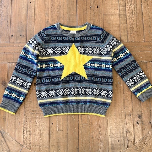 Mini Boden fairisle star kni5 pullover sweater