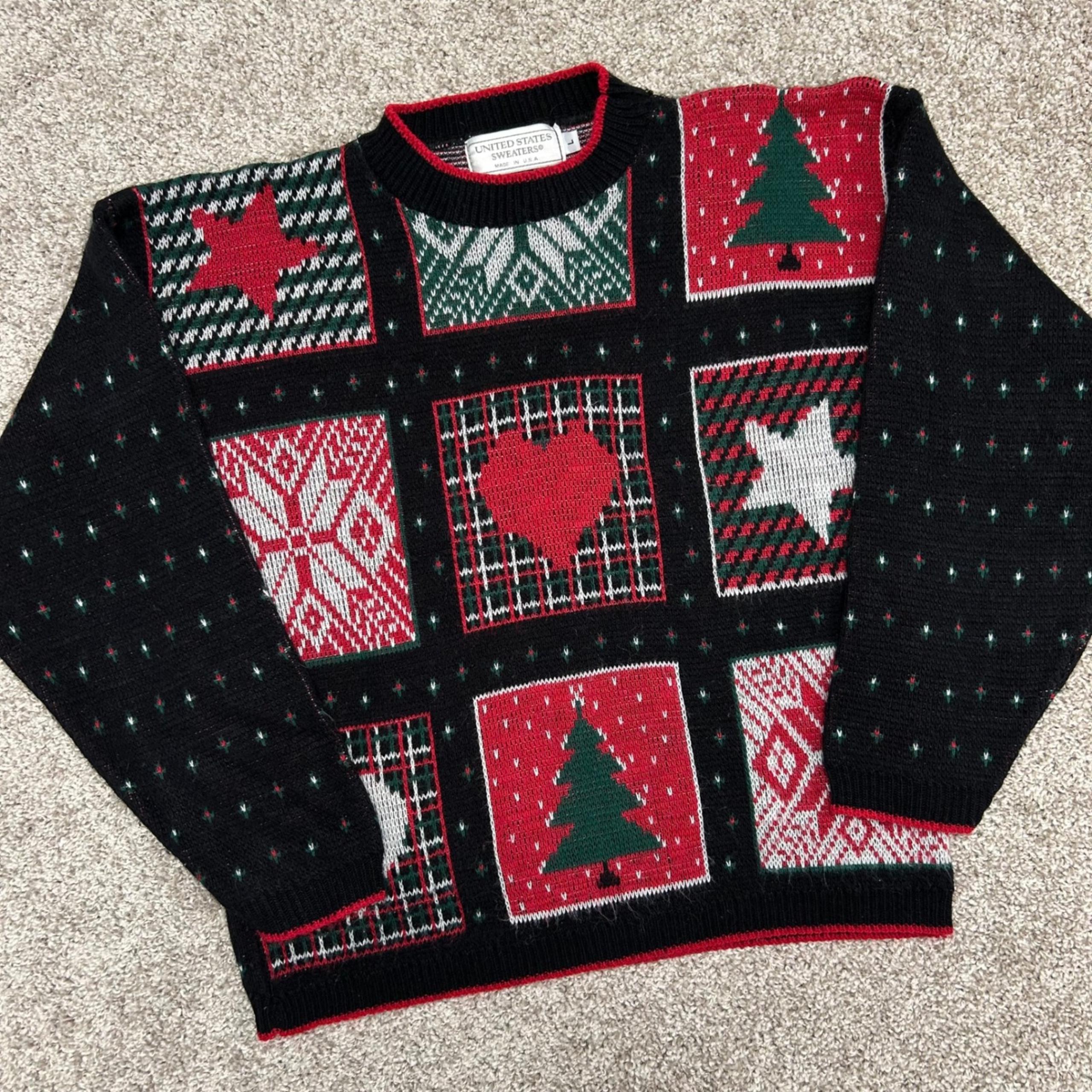 Vintage United States Sweaters Christmas Holiday USA Made Women Size Large 90s