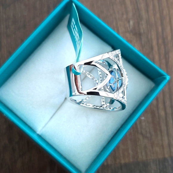 Effy White gold Diamond blue topaz ring