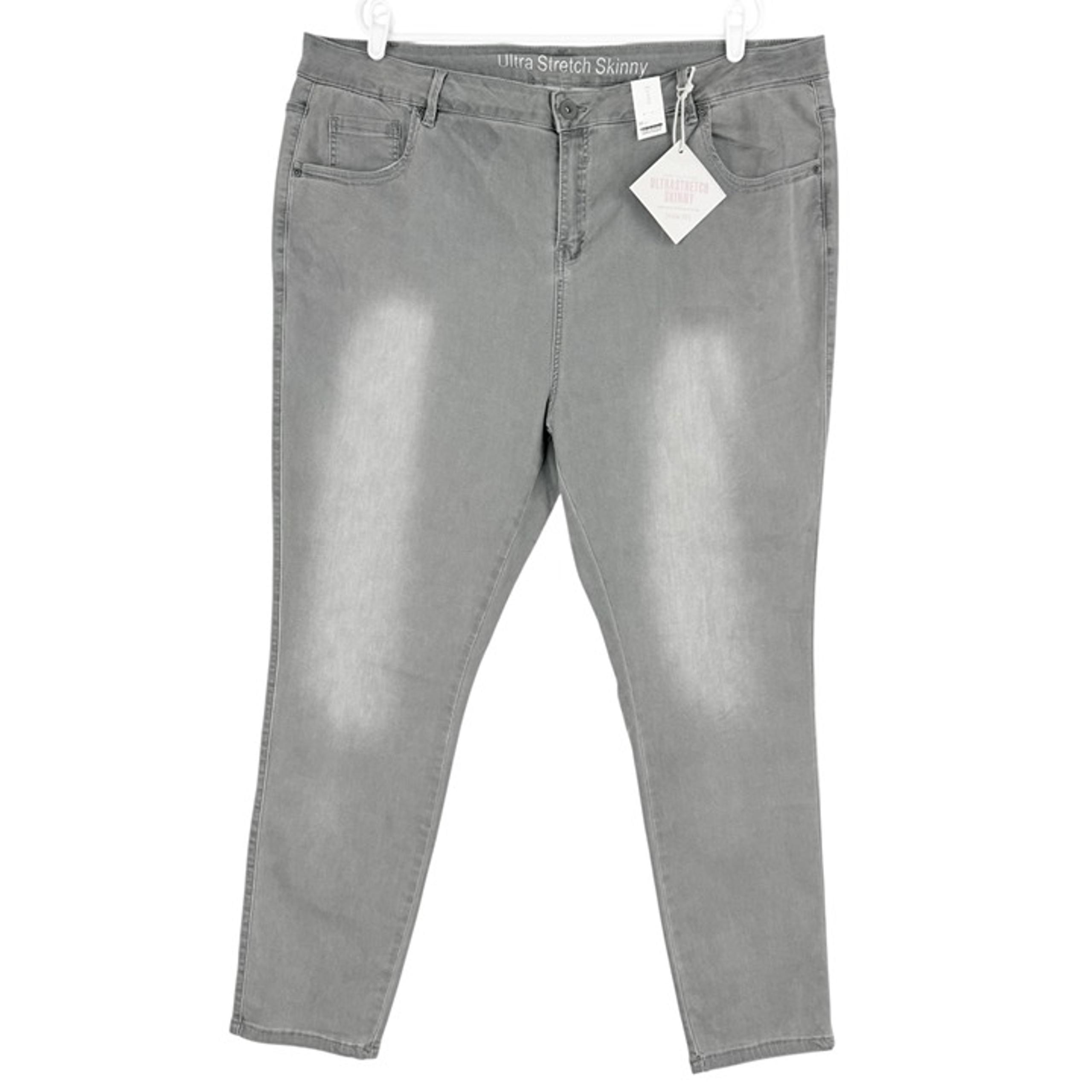 Denim by Womens Ultra stretch High Rise Skinny Grey Jeans Plus Size 26 NWT - Evans