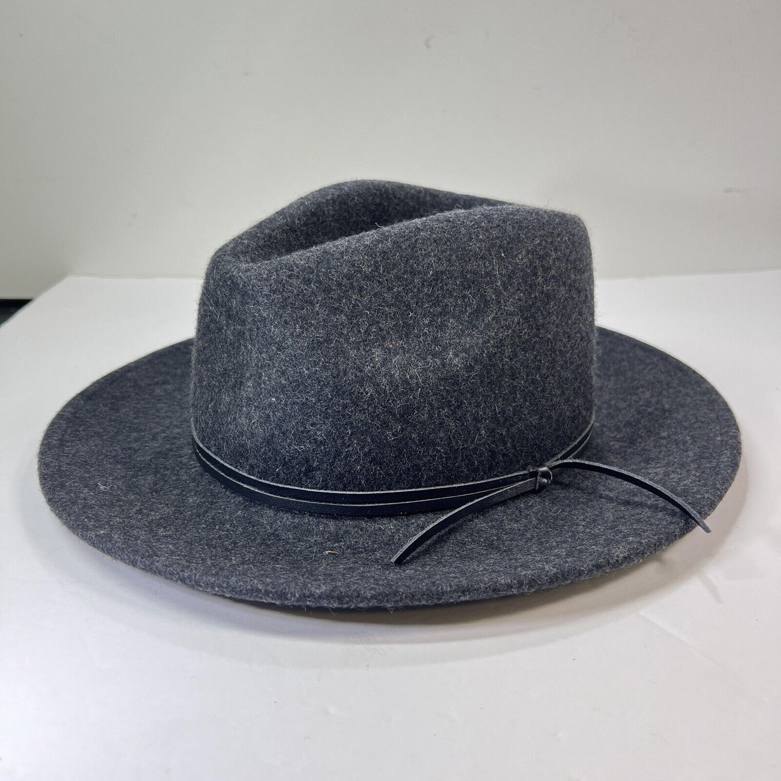 NWT ANTHROPOLOGIE One Size Black/Charcoal Wool FEDORA HAT Women’s