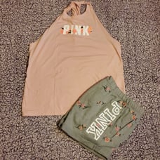 PINK VS Large Floral Short & Tank Set