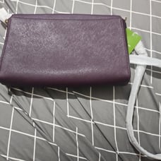 WristletKate Spade Tilden Place Alek Mahogany Leather Crossbody Bag Gold Accents