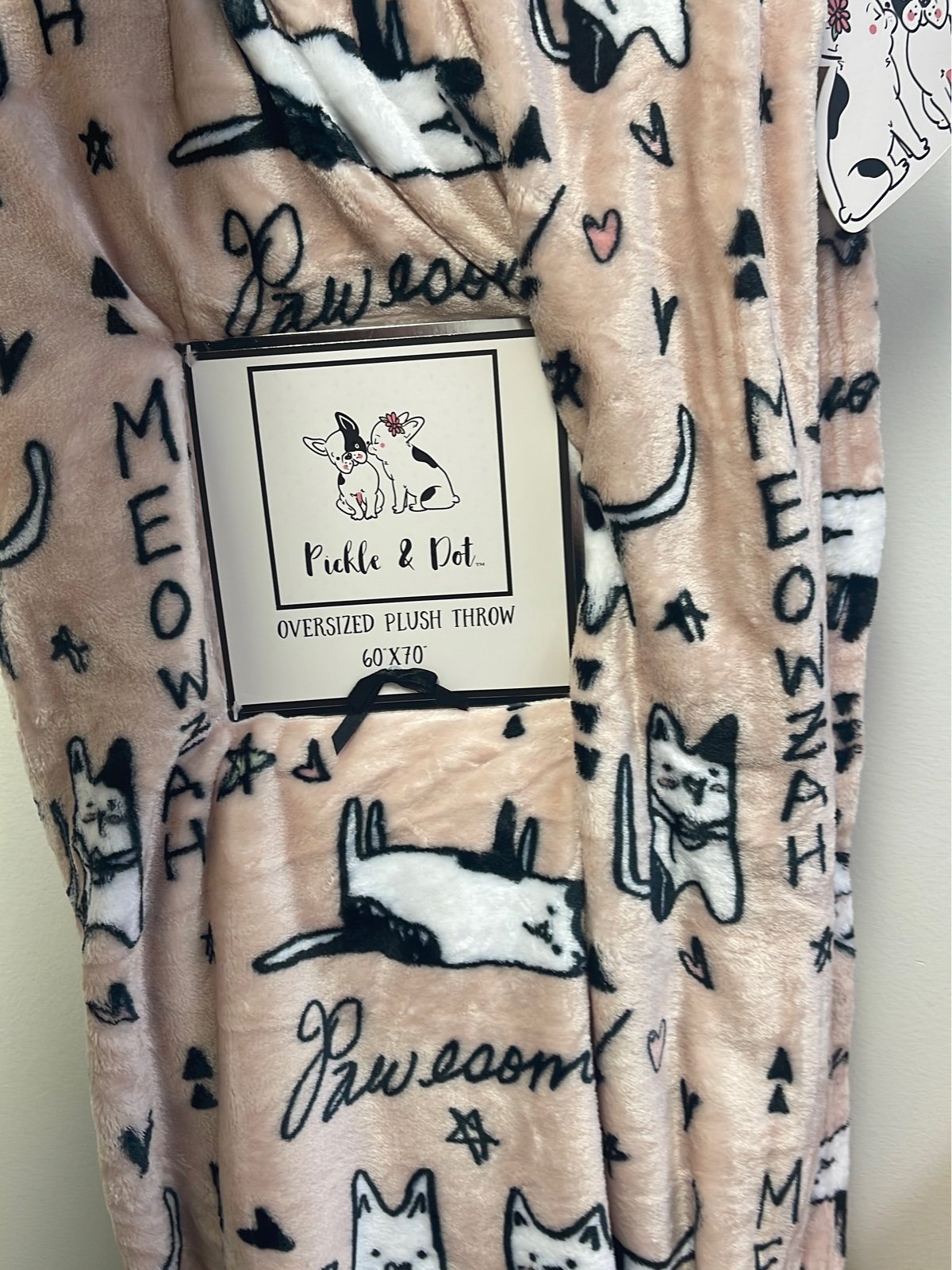 Pickle & Dot Pink Cats Throw Blanket