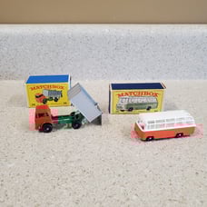 Matchbox #26 G.M.C tipper truck, #68 mercedes coach