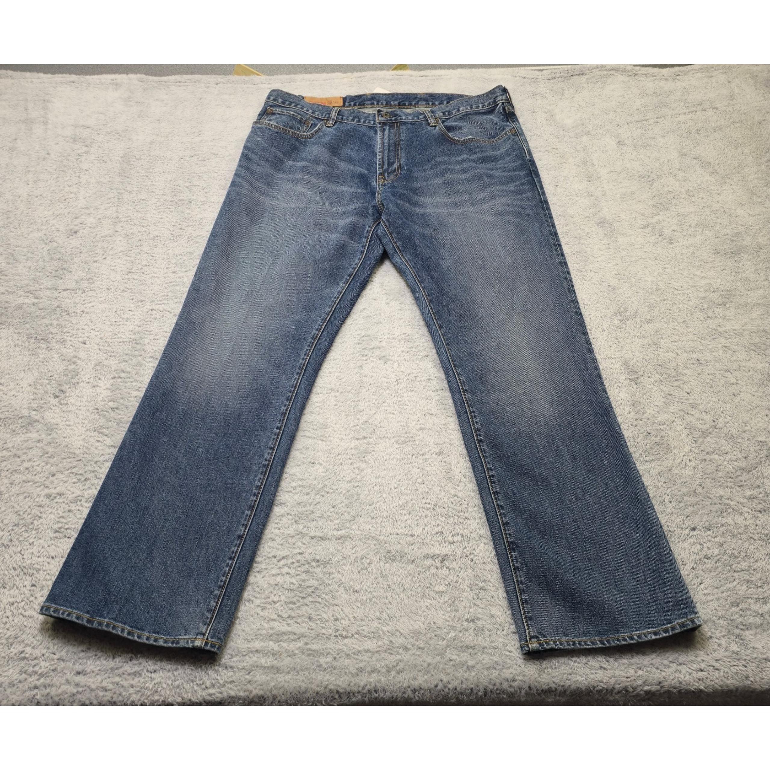 Gap Jeans Mens 38/32 Blue Denim Faded Medium Wash High Rise Low Waist Straight