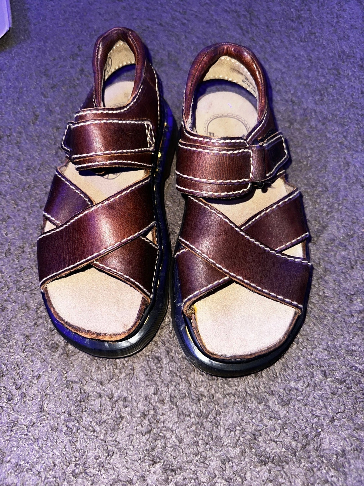 Dr Martens peanut grizzly cross over velcro strap sandals z welt