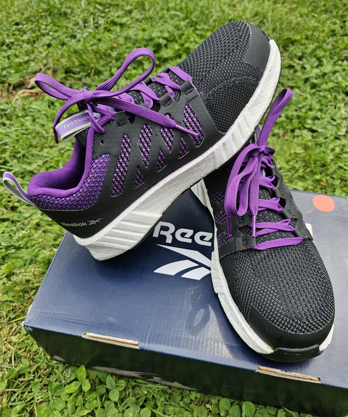 Reebok Women's Fusion Flexweave Work Shoes In Black/Purple (RB315) Sz 6.5W