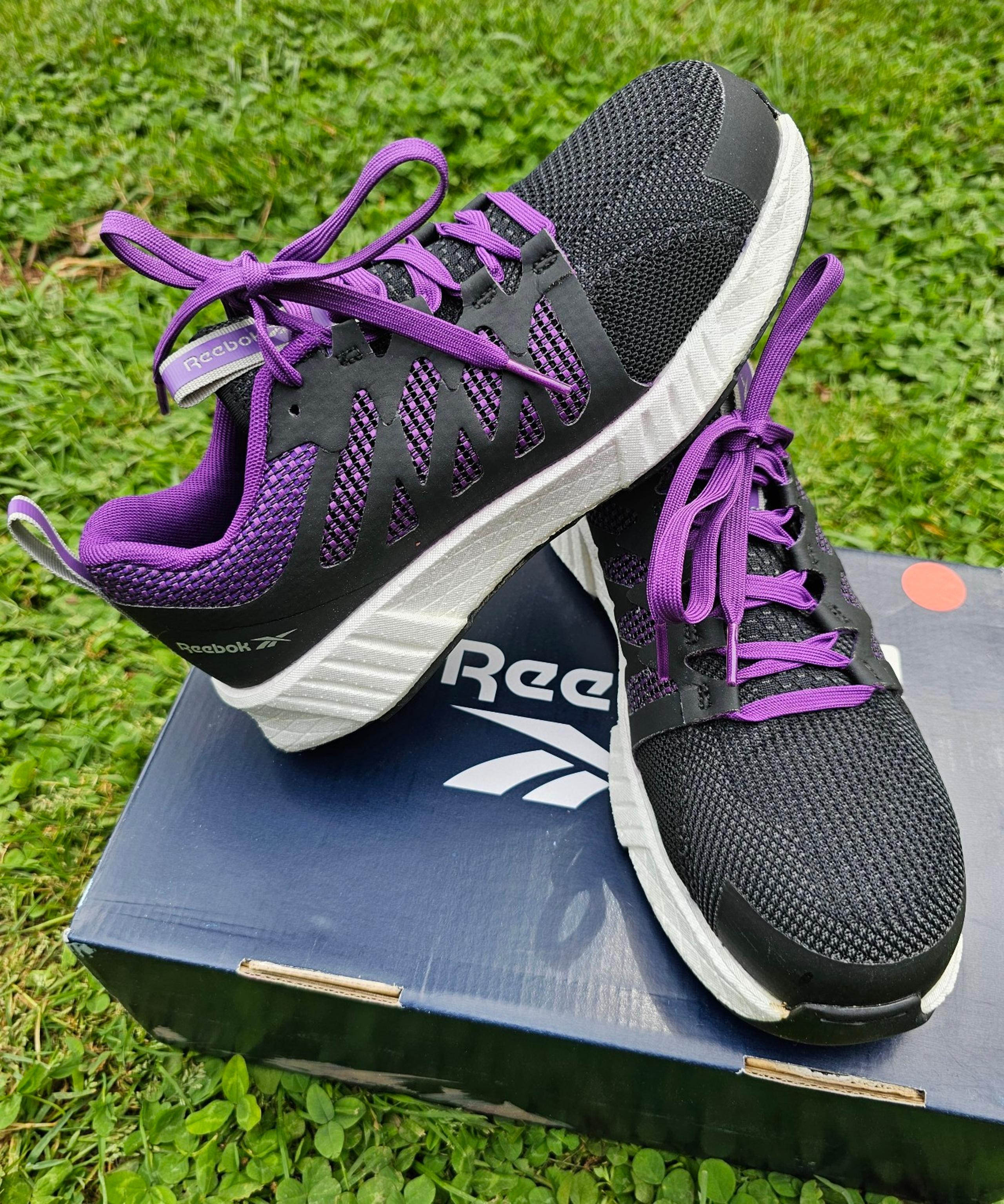 Reebok Women's Fusion Flexweave Work Shoes In Black/Purple (RB315) Sz 6.5W