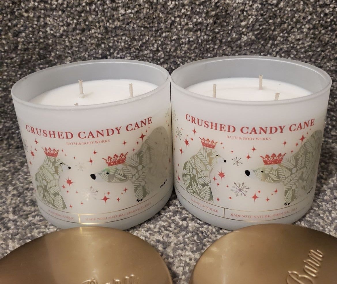 Crushed candy cane candles