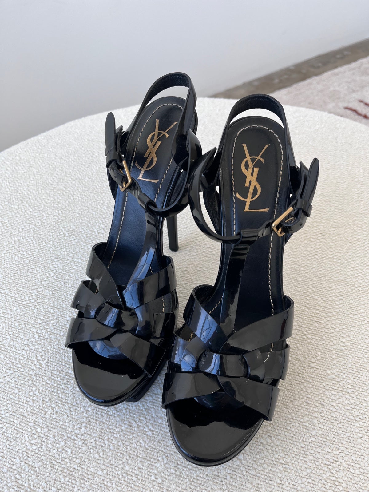 Yves Saint Laurent patent Tribute Sandals