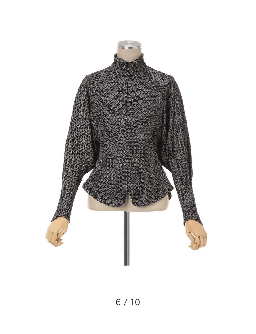 High Neck Zipup Jersey Top | Mame
