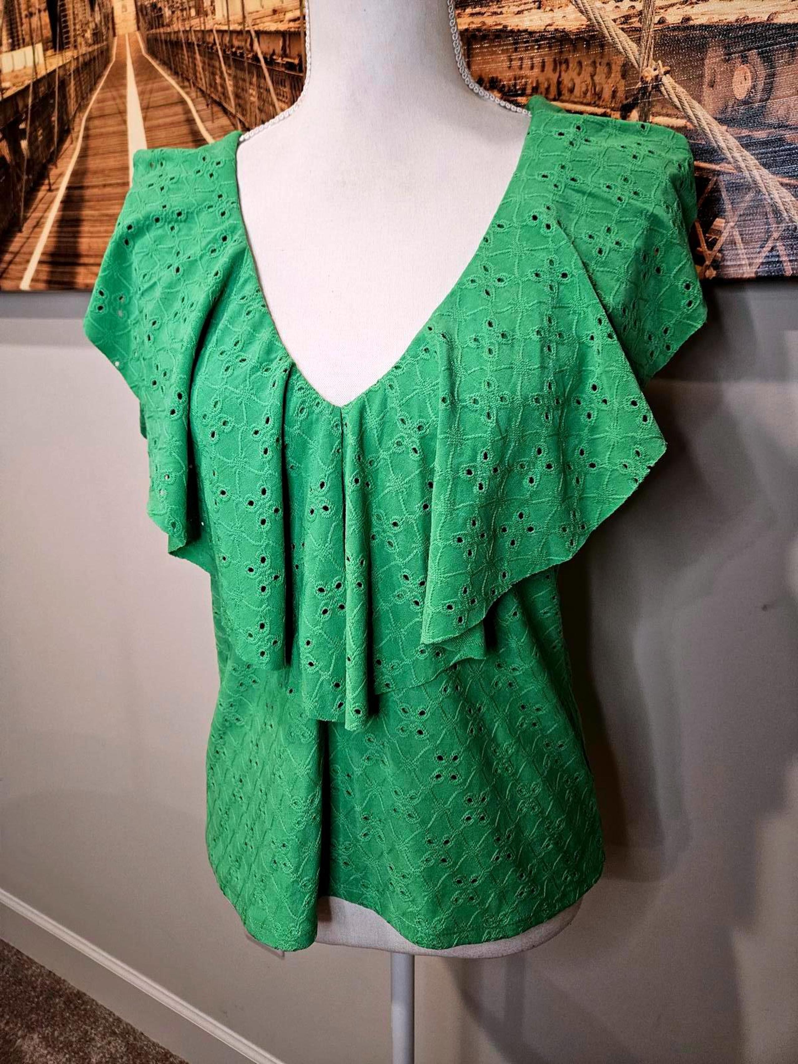 Venus Stylish Green Ruffled Top