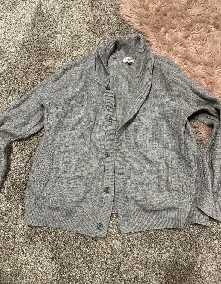 Thick gray button cardigan men’s XXL Goodfellow sweater for him gift