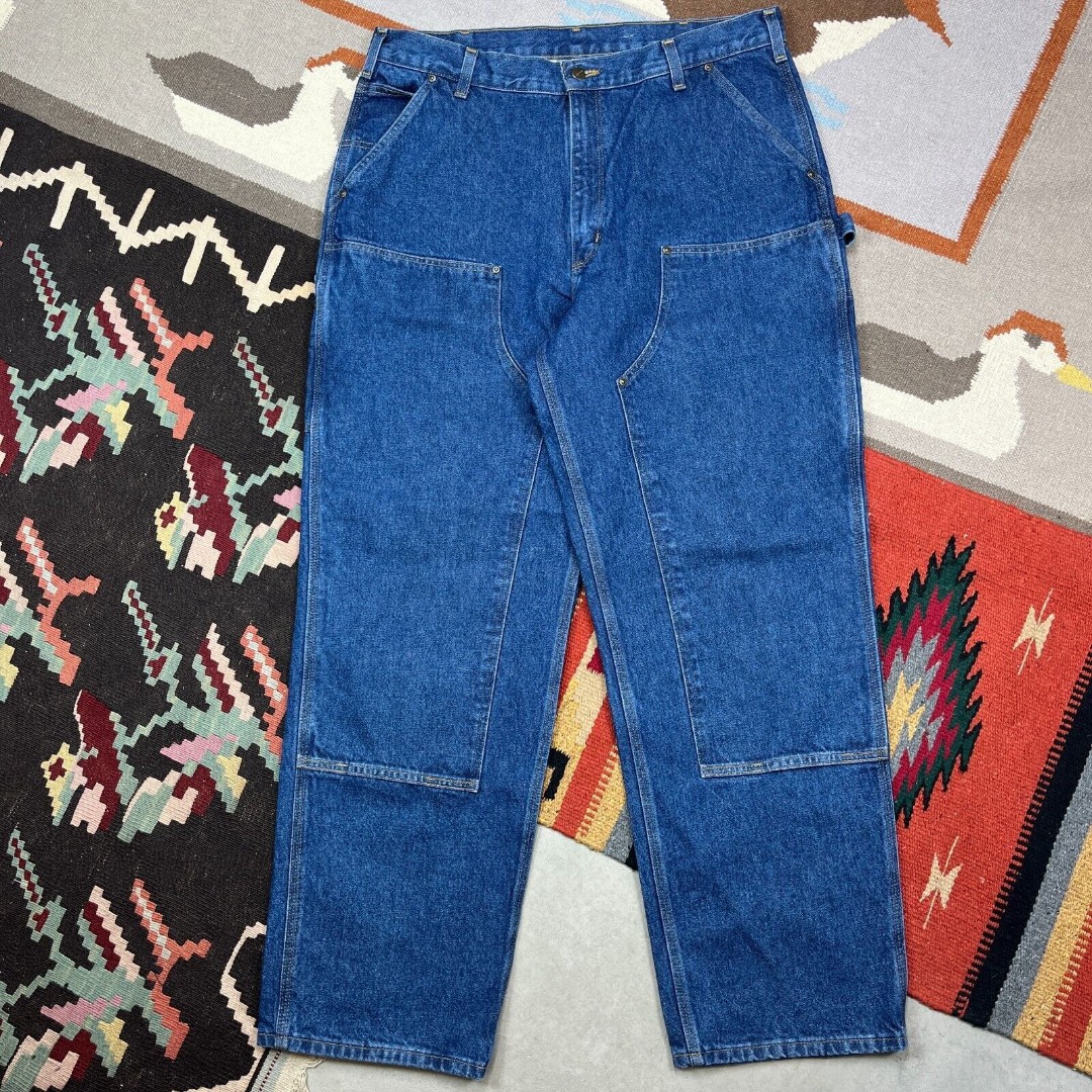 Carhartt Double Knee Jeans Denim Loose Fit Carpenter Cargo Men's 38x32