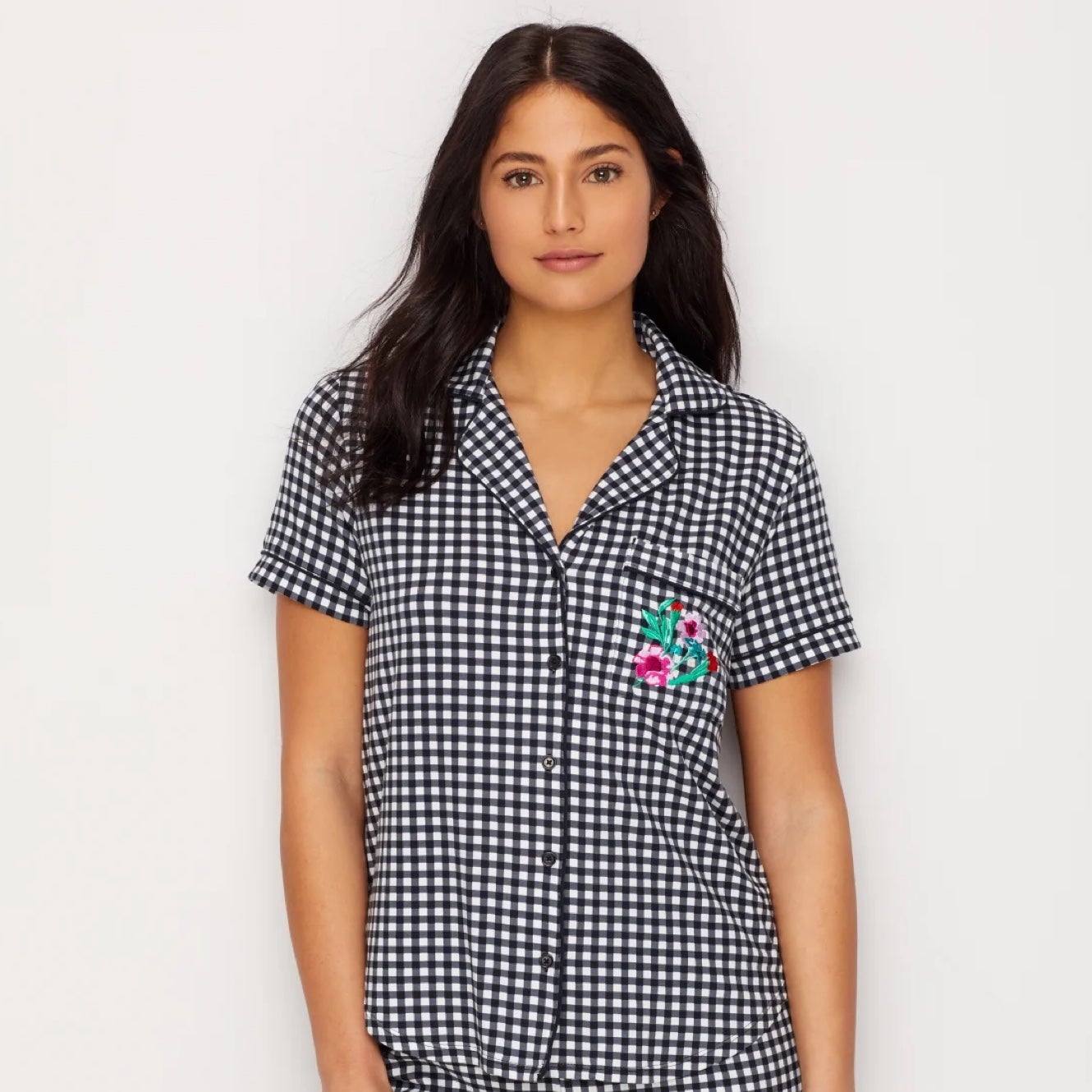 Kate Spade Gingham Print Jersey Knit Short Sleeve Pajama Sleep Top Women’s XL