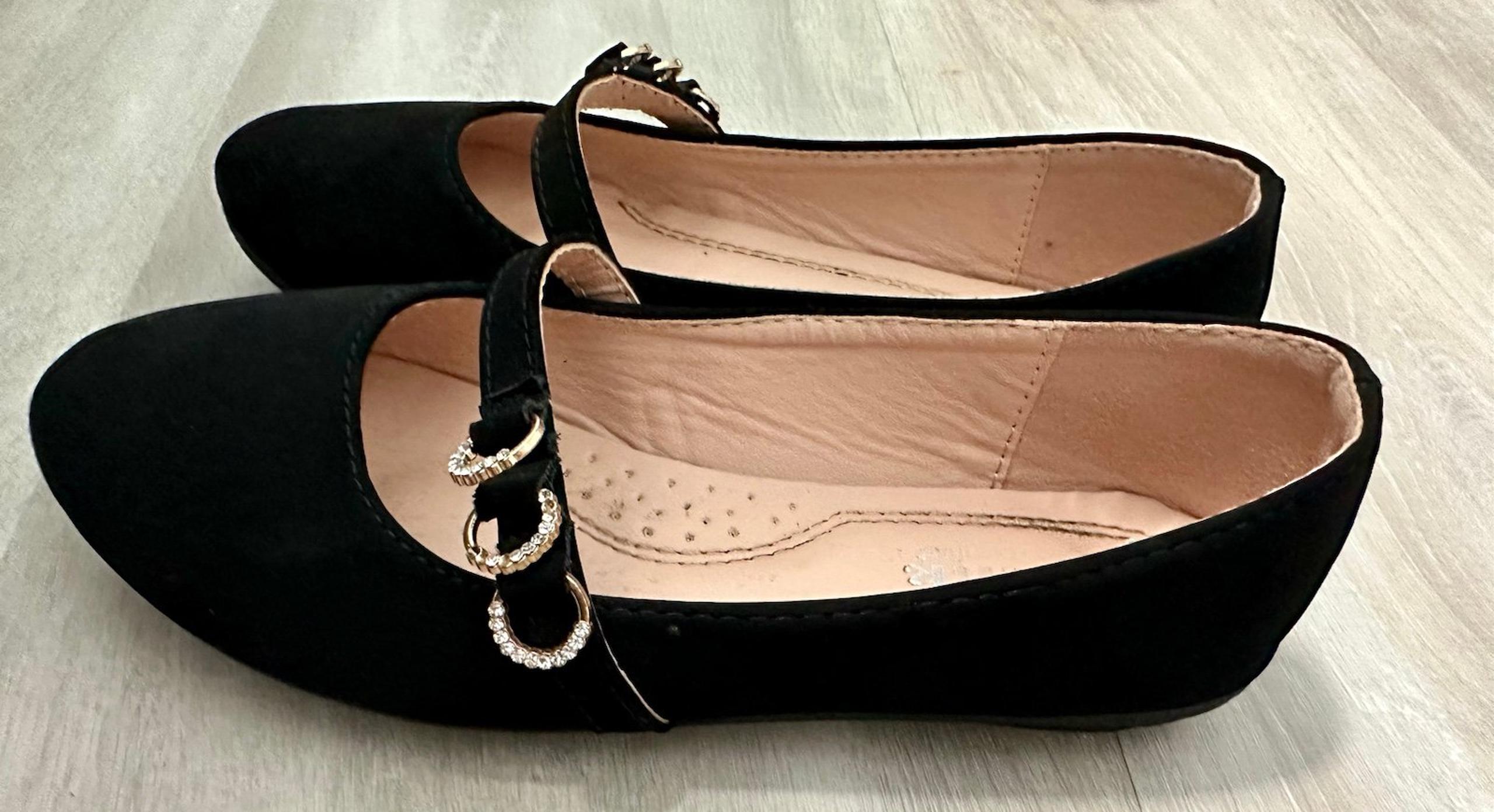 GIRL'S BLACK FAUX SUEDE MARYJANE DRESS SHOES BY LINK SIZE 13