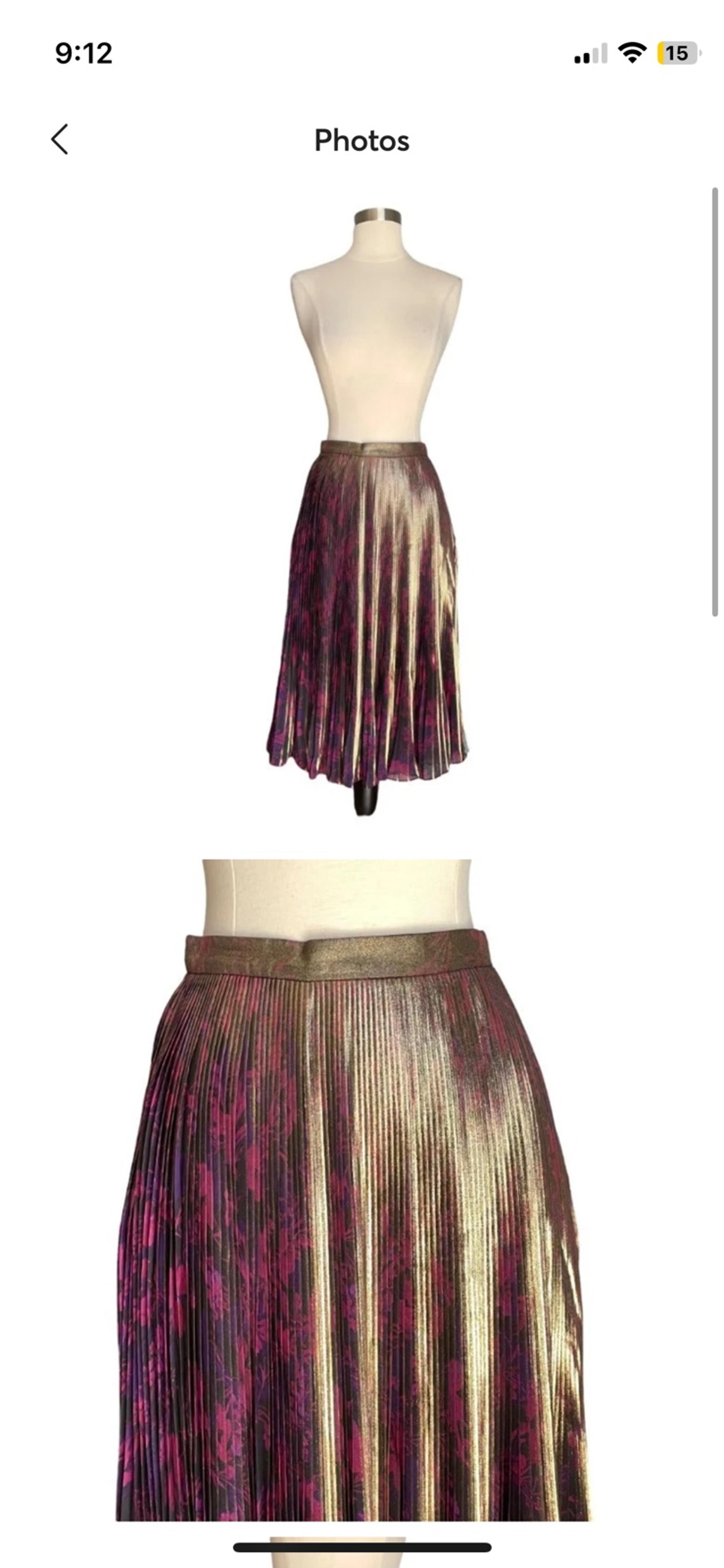 NWOT Karen Millen Pleated Skirt Floral w/ Metallic