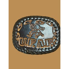 UFAF United Fighting Arts Federation Leather Belt Buckle Chuck Norris NWOT OOAK