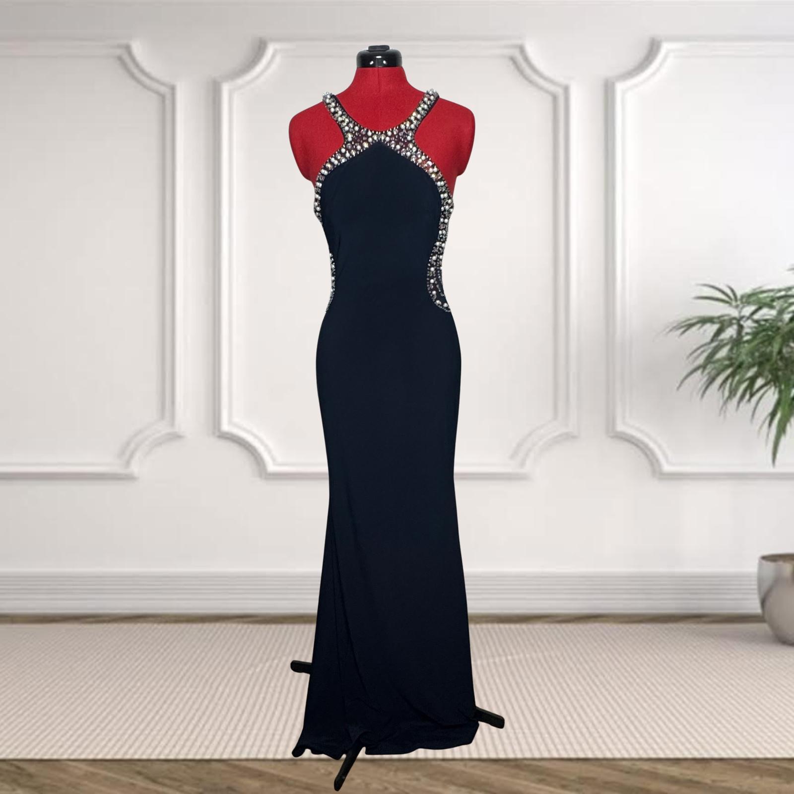 Blondie Nites Beaded Navy Cutout Prom Homecoming Dress Juniors Size 7