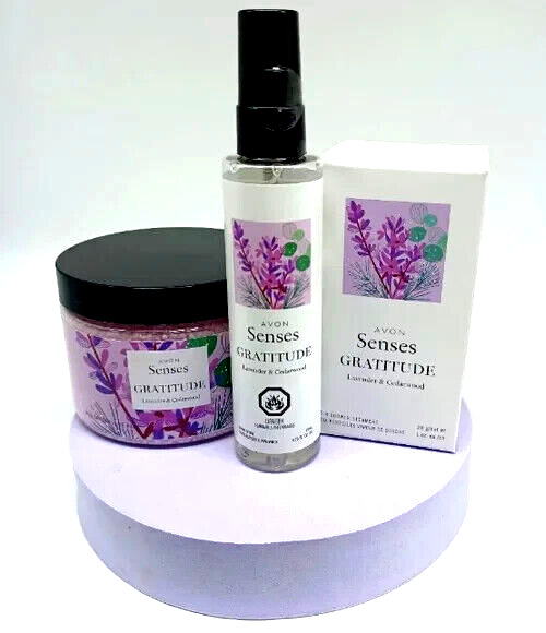 Senses by Avon Gratitude Lavender & Cedarwood Luxurious 3 Piece Bundle New