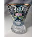 Vintage Bohemian Amethyst Color Hand Painted Enameled Vase - Cut Crystal 5.5