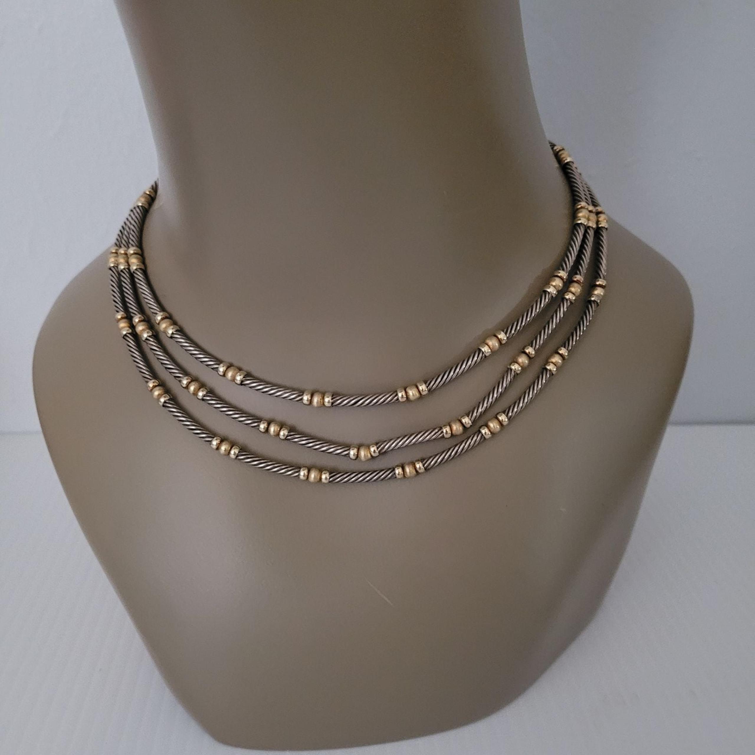 David Yurman Multi Srtand 2-Tone Necklac