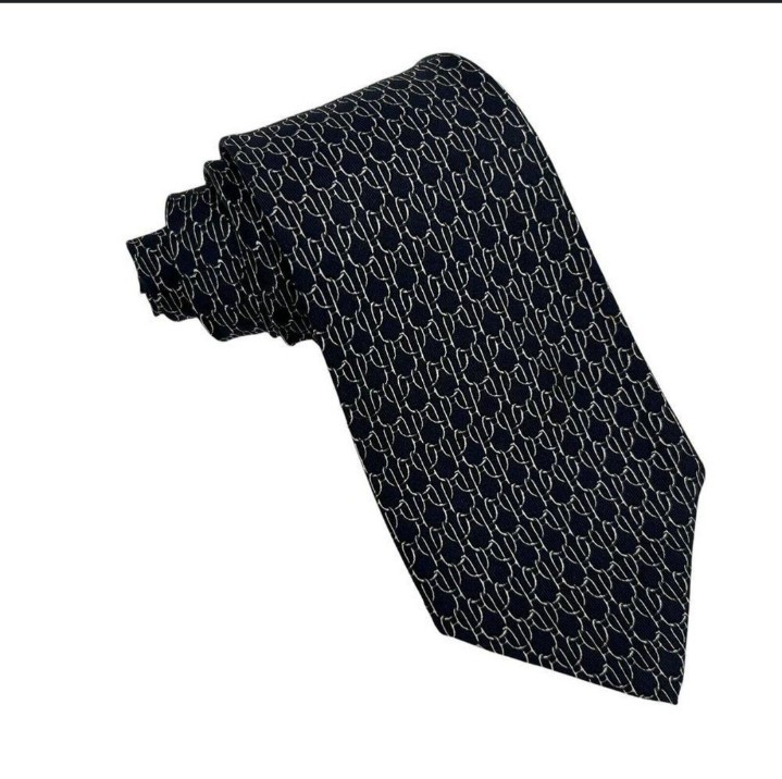 Hermes Equestrian Chain Pattern Silk Tie