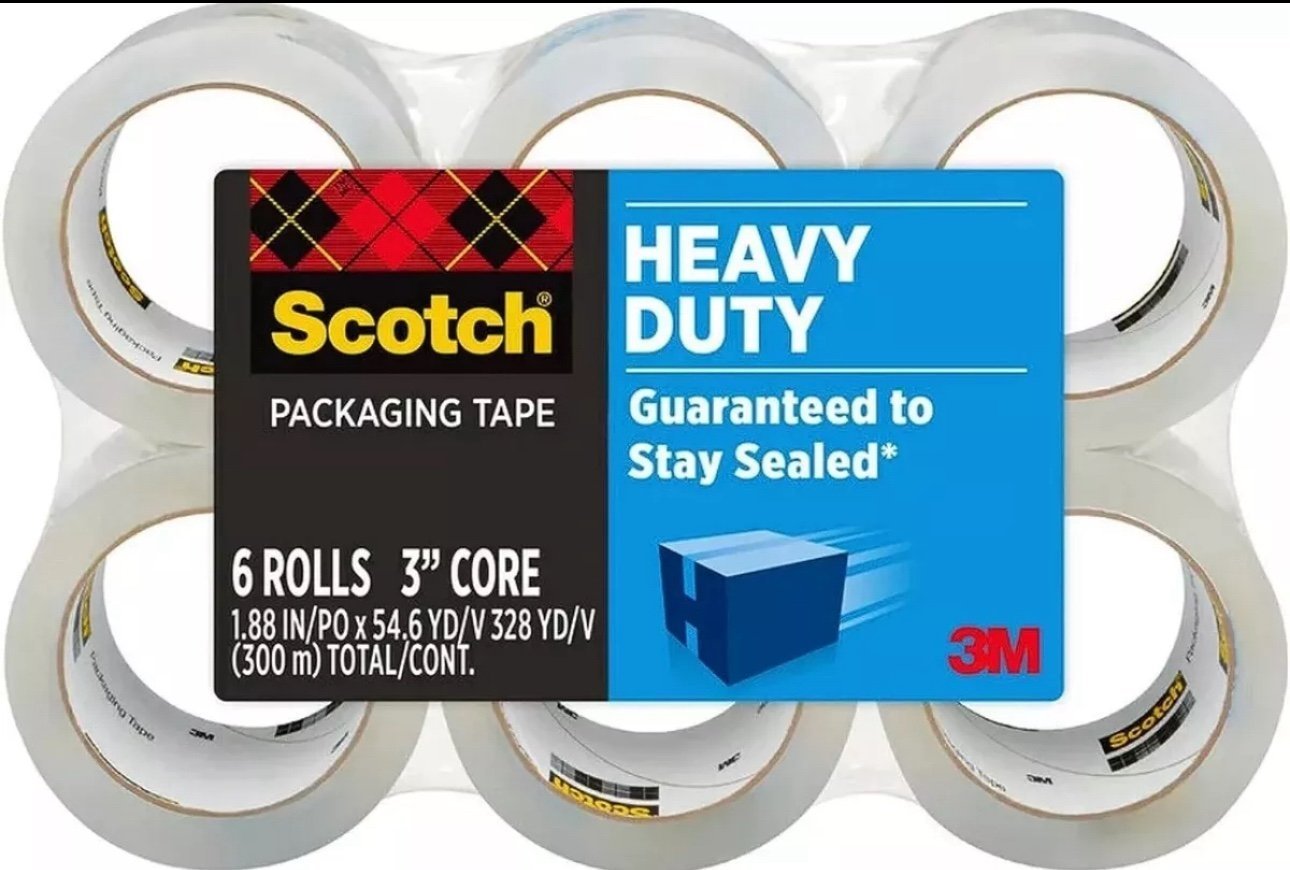 Scotch 3 inch Heavy Duty Shipping Packaging Tape BUNDLE OF 3 packs 18 total